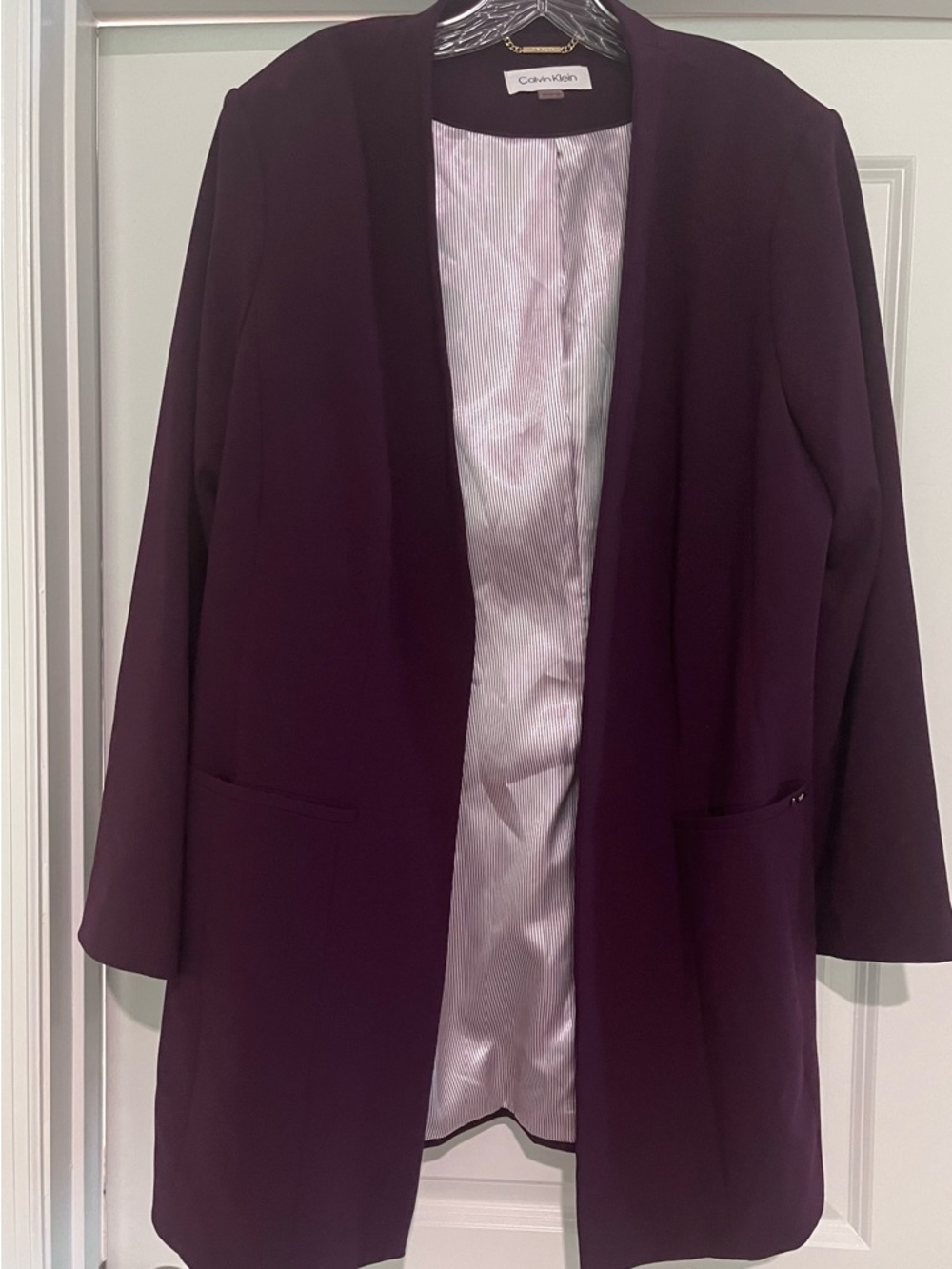 Calvin Klein Women's Deep Plum Open Blazer Jacket